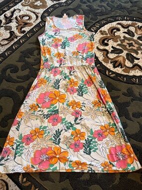 LuLaRoe Floral Dress in Pink, Orange & Green